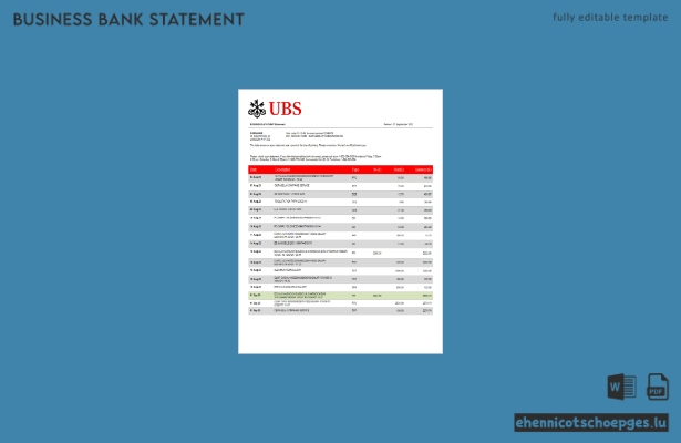 UBS Bank Firmenkontoauszug (Word- und PDF-Beispiel)